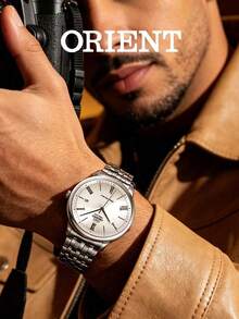 ORIENT Men's Automatic Mechanical Business Roman Scale Dial Calendar Steel Strap Waterproof Watch RA-AC0J04S10B - Silver - View 3