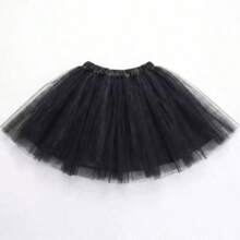 1pc Women's Punk Gothic Style Elastic Waist Mesh Rock Skirt - Black - View 5