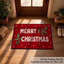 1pc Christmas English Letter Slogan Rug, Minimalist & Elegant, Festive Atmosphere, Versatile & Timeless, Suitable For Entryway/Bedside/Hallway, Non-Slip Bottom, Wear-Resistant & Pressure-Resistant, Quick-Absorbing, Soft & Comfortable, Perfect For Foyer, Living Room, Kids Room, Balcony And Christmas Party Scenes - Mustard Yellow - View 1