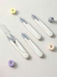 1/3/5pcs U-Shaped Household Small Scissors With Protective Cap - Stainless Steel Handmade & DIY Mini Sewing Scissors, Multi-Function Fabric And Yarn Trimming Tool, Essential Tailoring Craft Scissors - White - View 7