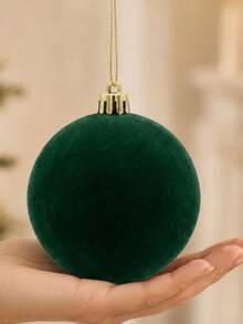 1pc 10cm Christmas Tree Decorative Ball With Christmas Bow, Velvet Flocked Christmas Ball Ornament, Multi-Color Christmas Tree Hanging Decoration, Holiday Home Decor, Suitable For Christmas Tree, Party, Wedding And Holiday Scene Decoration - Multicolor - View 6