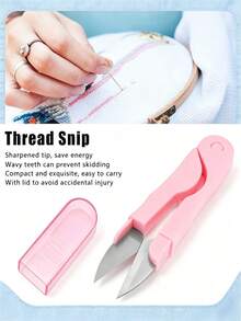 4Pcs Cute Pink Sewing Kit Including Seam Rippers And Thread Cutters, Sharp Embroidery Thread Snips For Cross Stitch & Fabric Craft, Small Portable Scissors For Needlework, Cross Stitch & DIY Fabric Crafts - Pink 4PCS - View 4
