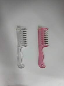 1pc Transparent Hair Care Massage Comb, Unisex, Wide Tooth Hair Comb, Home Multifunctional Liquid Dispensing Hair Care Comb - Multi-color - View 6