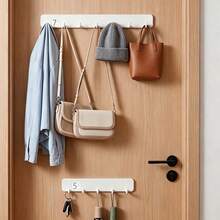 1pc/2pcs Kitchen Hooks, No-Drill Dish Cloth Rack, Wall-Mounted Pot & Pan Holder, Spoon & Utensil Storage Hooks, Door Back Entryway Coat & Bag Hooks, 5-Hook/7-Hook - View 5