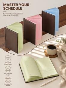 Sea Salt Raw Chocolate Series Planner Notebook Vintage Dark Brown Leather Hardcover Macaron Colorful Inner Pages Ins Style Portable Memo Notepad - Multiple Styles - View 10