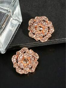2PCS/Pack 27mm Camellia Rhinestone Buttons, Gold Silver Champagne Three Colors, Heavy Decoration Buttons For Coats, Trench Coats And Jackets - Multicolor - View 7