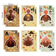 somoving 12pcs Thanksgiving Stickers Turkey Pumpkin Corn Maple Leaf Decals DIY Dress-Up Stickers Holiday Party Gift Bag Filler Toy Stickers Handmade Stickers - Multicolor - View 5