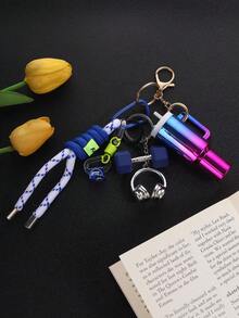 1P Fitness Keychain, Mini Water Bottle/Hammer/Earphone Hanger Keychain, Bag Hanger, Car Keychain, Gift For Friends - Multicolor - View 8