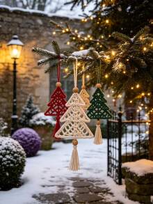 Bohemian Style Woven Ball Christmas Tree Hanging Ornament, Tassel Woven Hanging Decoration, Suitable For Christmas Tree, Wall, Window, Home, Party Room Decoration - Multiple Styles - View 6