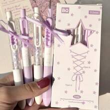 4pcs Mint Ballet Pudding Series Retractable Gel Pen, Ins Aesthetic Quick Dry 0.5mm Black Ink Pen, Smooth Writing Student Exam Stationery - Multi Colors - View 7