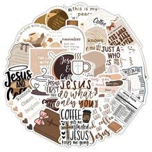 52 Pieces Of Jesus And Coffee-Themed Stickers - Faith And Coffee-Themed Vinyl Stickers Suitable For Decoration On Water Bottles, Laptops, Diaries, And Phone Cases - Jesus and Coffee - View 5