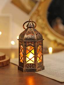 1pc Retro Mini Handheld Decorative Lantern Light With Battery, Indoor Home Decor Lamp, Tabletop Decor, Bedroom Decor, Wall Hanging Night Light, Suitable For Wedding Party Holiday Decor, LED Indoor Tabletop Lantern - Yellow - View 18