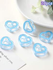 20pcs 24mm Transparent Colorful Acrylic Oil Drop Beads Hollow Heart Beads DIY Beading Loose Beads Phone Chain Accessories - Hollow Heart Beads - View 8