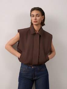 Women's Solid Color Casual Versatile Daily Wear Vest Summer - Brown - View 1