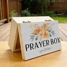 1pc Wooden Prayer Box With Floral Watercolor Illustration, Small Wooden Storage Box For Jewelry Organization, Gift Storage, Souvenir Storage, Jewelry Collection, Rustic Home Decor - Multicolor - View 8