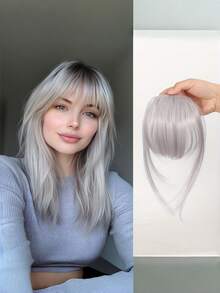 1pc Clip-In Bangs Hair Piece, Sheer Fringe Hair Extension With Sideburns, Synthetic Fiber Natural Style Fake Bangs Hair Accessory, Suitable For Women And Girls Daily Wear - Multicolor - View 13