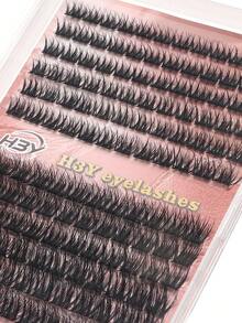 144 Clusters Dense Thick Cat Eye Lash Clusters, D-Curl Individual False Eyelashes, Create Dramatic Messy Sable Eye Makeup Look, Comfortable Soft Band Reusable DIY Eyelash Extensions, Easy To Apply For Makeup Newbies - D - View 6