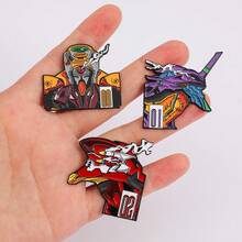 Bộ ghim cài ve áo tráng men nhân vật Anime EVA Q, huy hiệu cài áo hoạt hình dễ thương trang trí ba lô và quần áo, quà tặng cho fan - Nhiều màu - Xem 5