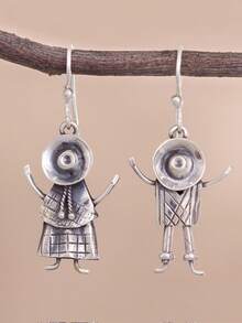 YOYO Creative Human Figure Pendant Earrings - Ideal Fashion Accessory For Friends' Daily Wear - Silver - View 2