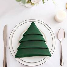 1/2/6pcs Christmas Red & Green Fabric Napkins, Foldable Christmas Tree Shaped Napkins, Holiday Party Table Decor Napkins - Multicolor - View 4