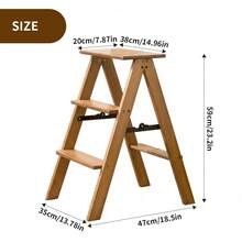 UBRAVOO 3-Step Folding Ladder Stool For Adults – 3-Tier Bamboo Ladder With Wide Steps – Multifunctional Folding Chair-Ladder – Suitable For Kitchen, Home Study, Or Living Room Plant Stand (Brown) - Wood Grain - View 9