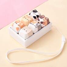 1pc Cat DIY Keyboard Keycap Keychain Accessory, Creative Keycap Pendant Charm, Portable Decorative Key Ring For Backpack, Handbag - Multicolor - View 6