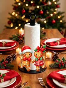Gingerbread Man Tabletop Standing Paper Towel Holder, Kitchen Paper Towel Rack, Home Party Decoration And Storage Paper Towel Holder, Lightweight And Affordable, Suitable For Kitchen, Bathroom, Toilet, Dining Room, Living Room, Bedroom, Suitable For Various Holiday Decorations (Paper Towels Not Included) - Multicolor - View 5