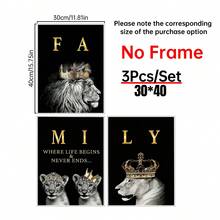 3pcs Modern Abstract Lion Family Inspirational Quote Wall Art Canvas Painting, Suitable For Living Room Decor, Frameless - Multicolor - View 13