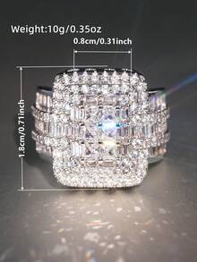 1pc Romantic Cubic Zirconia Ring For Women, Wedding Engagement Party Jewelry, Valentine's Day Gift - 1# - View 7