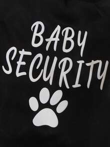 1件裝黑色寵物連帽衫，印有「BABY SECURITY」爪印與字母標語，休閒薄款秋冬上衣，適合狗與貓，適用小型犬、中型犬、比熊、泰迪、博美 - 黑色 - 查看 7
