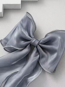 1pc Teenager Gentle Fairy Style Large Bow Spring Clip High-End Hair Clip For Half-Up Hairstyle, Back Of Head Hair Clip, Voluminous Hair - Dusty Blue - View 3