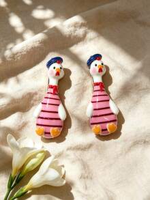 2pcs 3D Goose Animal Hair Clips, Cute And Sweet Printed Goose Hair Clips, Suitable For Birthday Parties, Daily Wear, Back To School Season Gift Hair Accessories - Multicolor - View 5