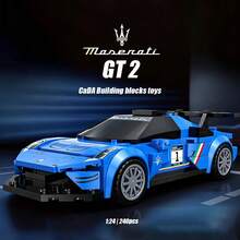 CaDA C55031--  GT2 Racing Car Building Block Model, 1:24 Scale, 240 Pieces, Adult Collectible Building Block Toy, Blue Track Edition - Blue - View 1