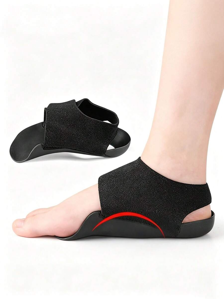 1 Pair Unisex Hook-And-Loop Arch & Heel Support Inserts, Shock-Absorbing Stable Fit Shoe Pads For Outdoor Sports And Cycling - Black - View 1