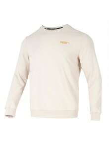 Puma Men's ESS Small Logo Crew TR Light Beige Crew Neck Casual Sweatshirt 693714-87 - White - View 2
