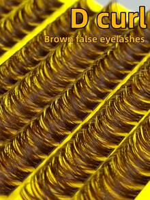 160pcs D Curl DIY Cluster False Eyelashes, Ultra Dense Long Cluster Lashes, Curled Single Lash, Thin Long Lashes, Manga Style Lashes, Suitable For Home Beginners, Thickened Brown False Eyelashes - D - View 8