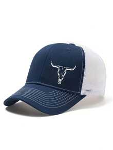 1PC Bull Head Graphic Print Baseball Cap, Unisex Fashion Versatile Trucker Hat, Baseball Cap Suitable For Daily Wear And Outings - Multicolor - View 11