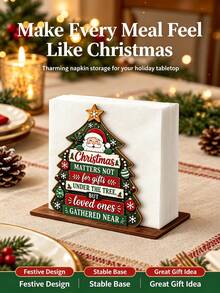 Christmas Decor Style Flat Design Kitchen Paper Towel Holder - Napkin Holder, Desktop Roll Paper Rack With Display And Storage Functions, Featuring Fun Cycling Santa Claus Design, Suitable For Kitchen, Bathroom, Living Room And Dining Room, Creating A Warm Christmas Atmosphere Decorative Ornament. - Multicolor - View 5