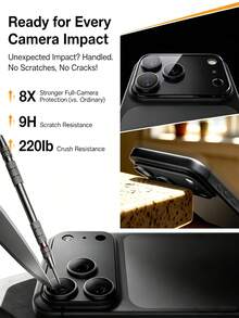 1-Pack [2026 New] 9H Tempered Glass Camera Lens Protector Compatible With Iphone Duo/18 Pro Max/18 Pro/17 PRO MAX/17 PRO, Graphite Color, Armor-Grade Shatterproof, HD Clear, Anti-Scratch, Anti-Fingerprint, 1:1 Precision Fit, Bubble Free, Easy Install, Case Friendly, Birthday Gift For Friends & Family - Black - View 3