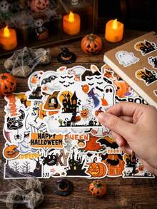 POKOJA LAND 50pcs Ghost Stickers, Suitable For Scrapbooking, Laptop, Water Bottle, Refrigerator, Books, Luggage, Table, Helmet, Skateboard, Guitar, Scrapbook, DIY Box, Packaging Label, Party Sticker, Craft Supplies, Halloween DIY, Table, Skateboard, - Multicolor - View 1