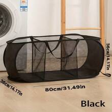 Classic 3-Compartment Horizontal Laundry Basket, Multi-Functional Clothing Storage Basket, Multi-Scenario Ironing And Laundry Basket, Clothing Storage Basket, Miscellaneous Storage Basket, Suitable For Home, Living Room, Laundry - View 2