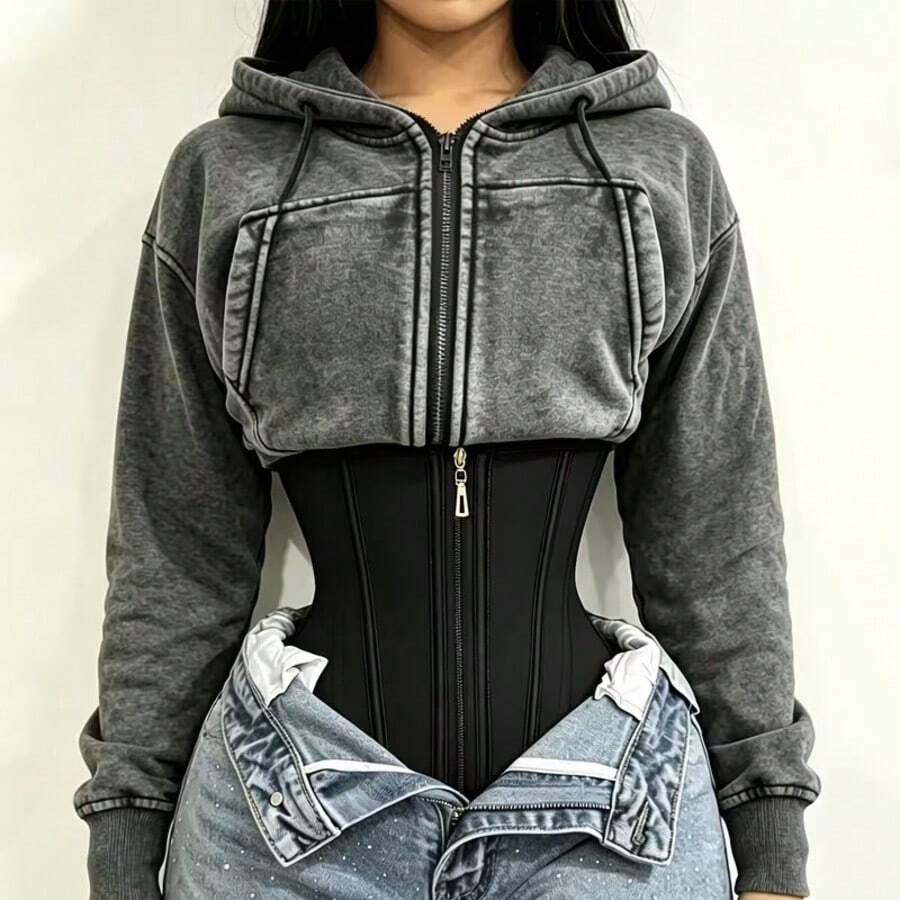 1件女款塑身束腰，雙層緊身腰帶，女款運動塑身腰帶，收腹腰圍束腰帶，腰部塑形帶，適合訓練或運動/各種場合 - 黑色 - 查看 1