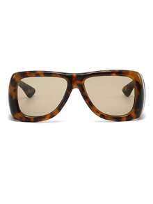 1 Pair Men's Leopard Print One-Piece Aviator Frame Retro Cool Motorcycle Style Fashion Glasses - Leopard Print - View 3