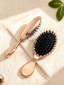 1pc Air Cushion Massage Hairbrush, Premium Gold Electroplated Finish, Mini Portable Hair Comb With Soft Air Cushion Design, Compact And Convenient For Women, Suitable For Travel, Bag, And Gift - Gold - View 8