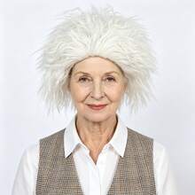 White Fluffy Crimped Synthetic Old Man Wig, Short Voluminous Messy Explosive Style Heat‑Resistant Wig For Halloween Costume Party Dress‑Up - White - View 1