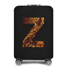 Vibrant Artistic Letter Print Elastic Luggage Cover, Dustproof & Scratch-Resistant Suitcase Protective Sleeve, Fits 18-32 Inch Travel Rolling Luggage - Black - View 62