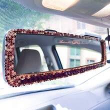 1pc Eye-Catching Car Rearview Mirror Decor Cover, Creative Personalized Cute Rhinestone Car Interior Decoration, Artificial Diamond Reverse Mirror Ornament, Universal Fit For Most Car Models, Gift For Women - General - View 12