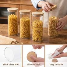 2/4/8PCS 33OZ Glass Jars With Bamboo Lids, Airtight Food Storage Containers, Coffee Storage Canisters, Spice Jars, Suitable For Pasta, Oats, Coffee, Flour, Sugar And Rice | Ideal For Kitchen And Pantry Storage - View 3