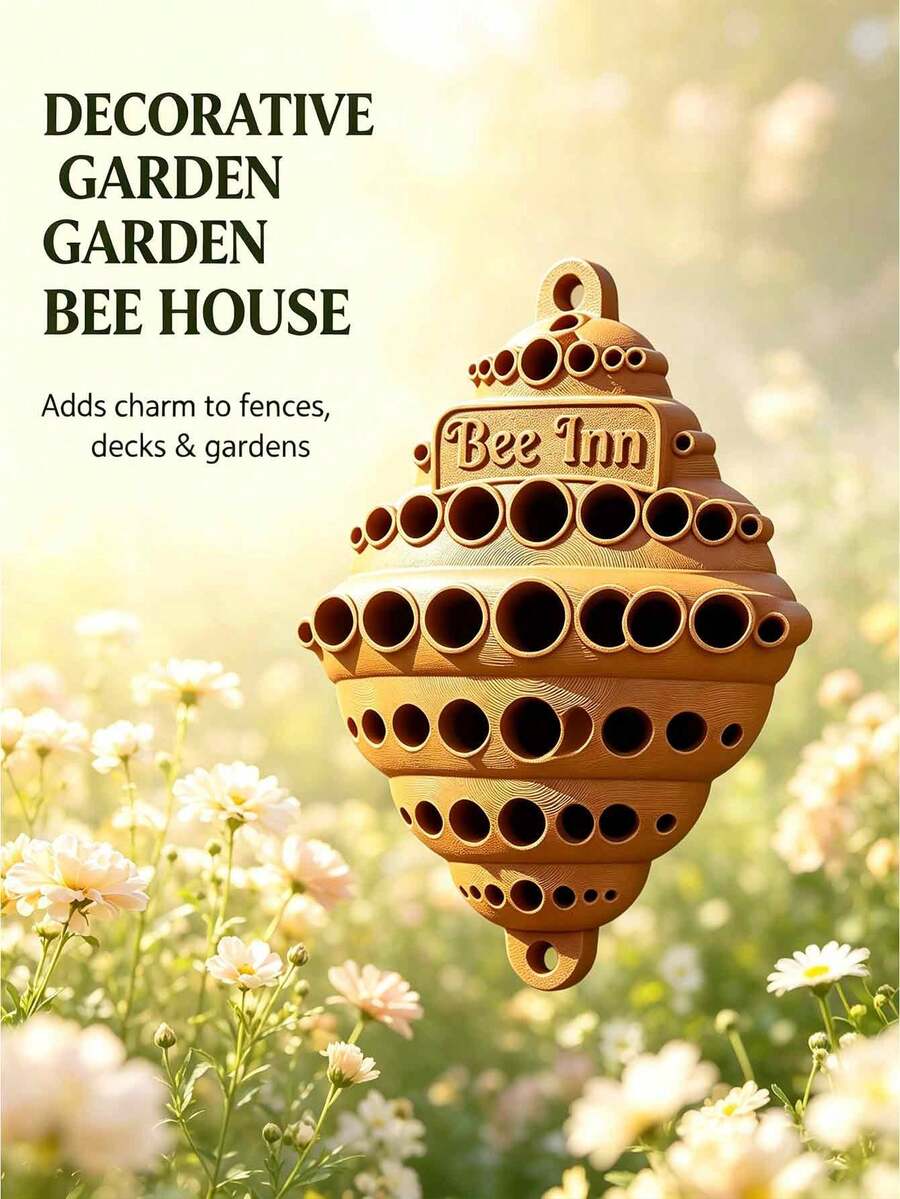 1PC 3D Printed Bee House Wall-Mounted Outdoor Suitable For Bees & Butterflies - Plastic Honeycomb Insect Habitat With Multi-Chamber Nest Box & Insect Tubes, Compact Suitable For Gardens, Balconies, Rooftops, Small Space Pollinator Shelter - Multicolor - View 1