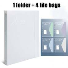 5pcs A4 Large Capacity Loose-Leaf File Folders, With 11-Hole Binder Rings, Made Of Modern PP Material, Expandable Button And Label Pockets, Suitable For School, Home, Office, Attendance, Travel - Portable Design, Back To School, School Supplies - Sets - View 20